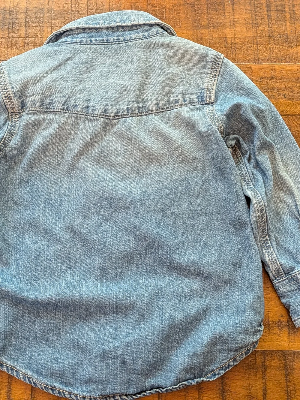 Baby Gap Light Blue Denim Pearl Snap Button Long Sleeve Shirt, 3T Excellent Con
